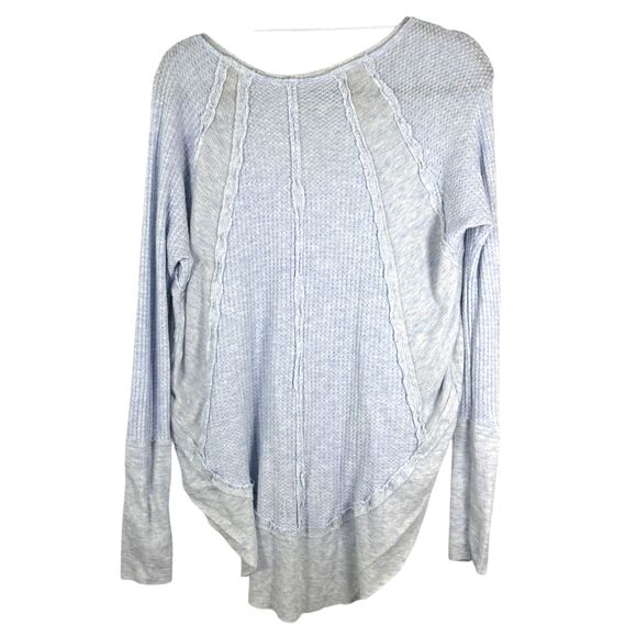 Free People We the Free Catalina Thermal V Neck Oversized Waffleknit Top Small - Picture 6 of 7